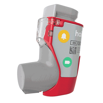 Rotating gif of a modern asthma inhaler design